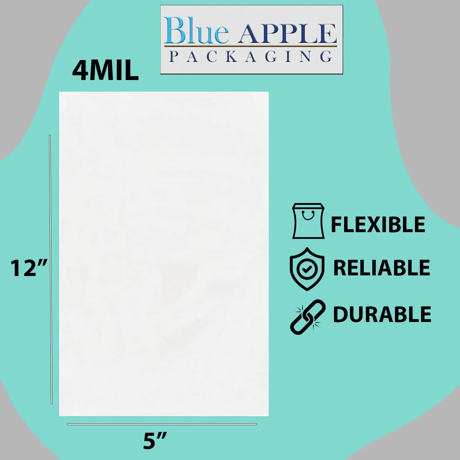 5X12 inches Clear Flat Poly Bags 4Mil Open Top (LDPE)