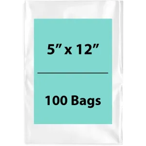 5X12 inches Clear Flat Poly Bags 4Mil Open Top (LDPE)