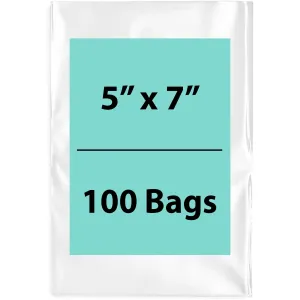 5X7 inches Clear Flat Poly Bags 1.25Mil Open Top (LDPE)