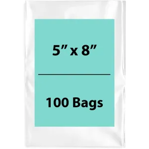 5X8 inches Clear Flat Poly Bags 4Mil Open Top (LDPE)