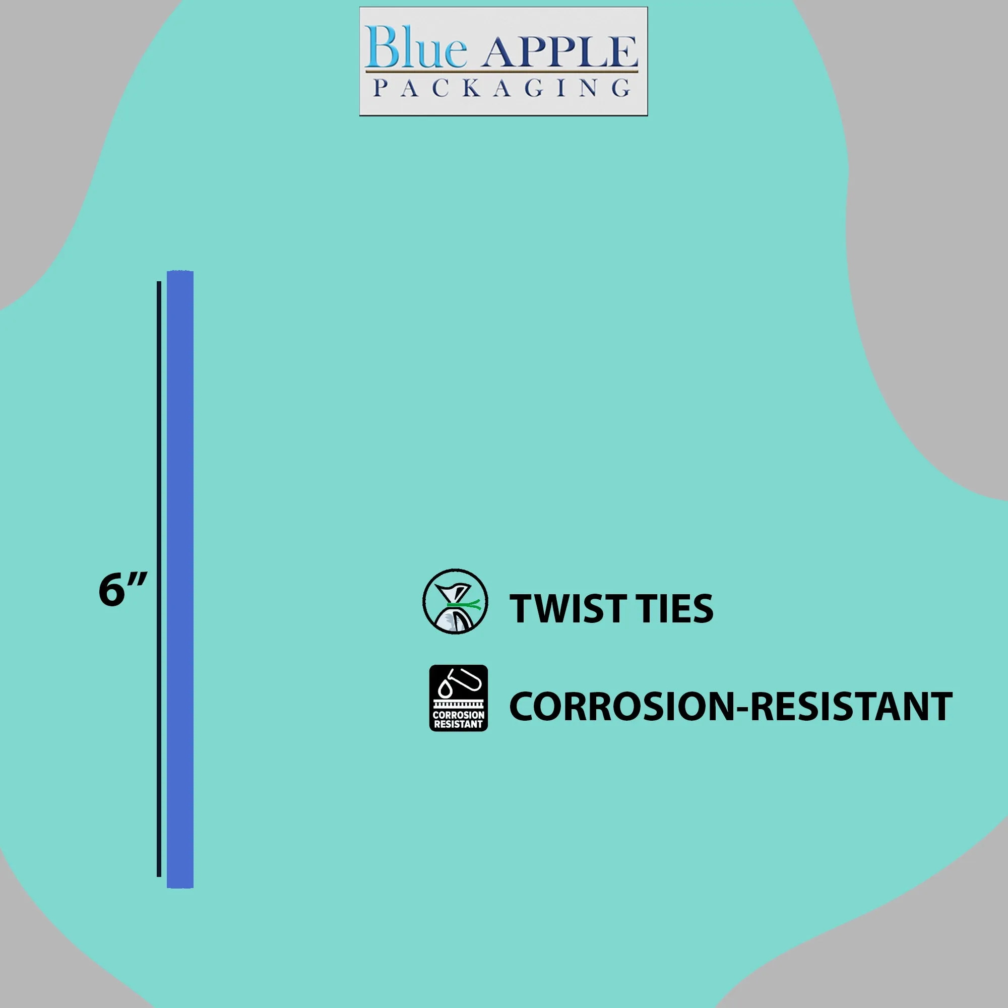 6 Inch Pre-cut Blue Paper Twist Ties for Bags