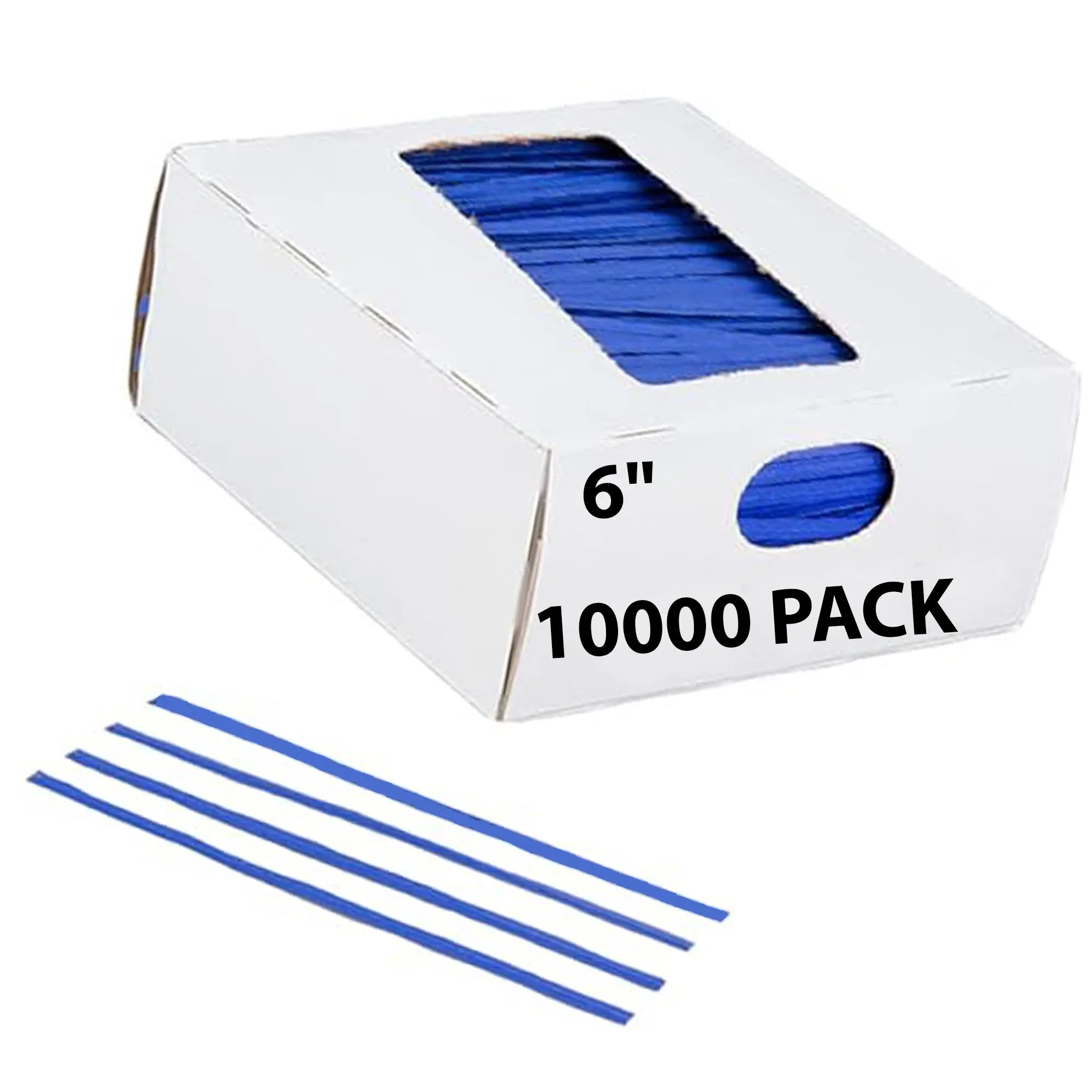 6 Inch Pre-cut Blue Paper Twist Ties for Bags