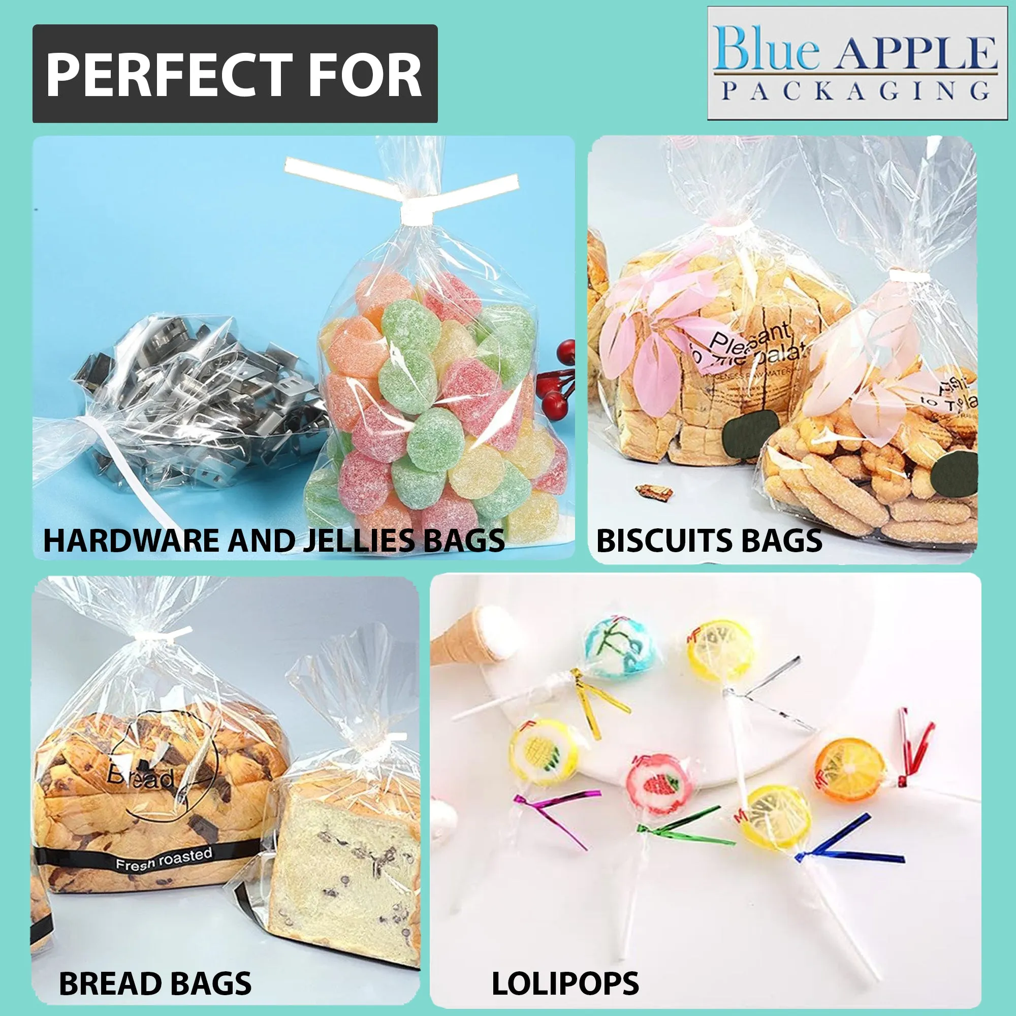 6 Inch Pre-cut Blue Paper Twist Ties for Bags