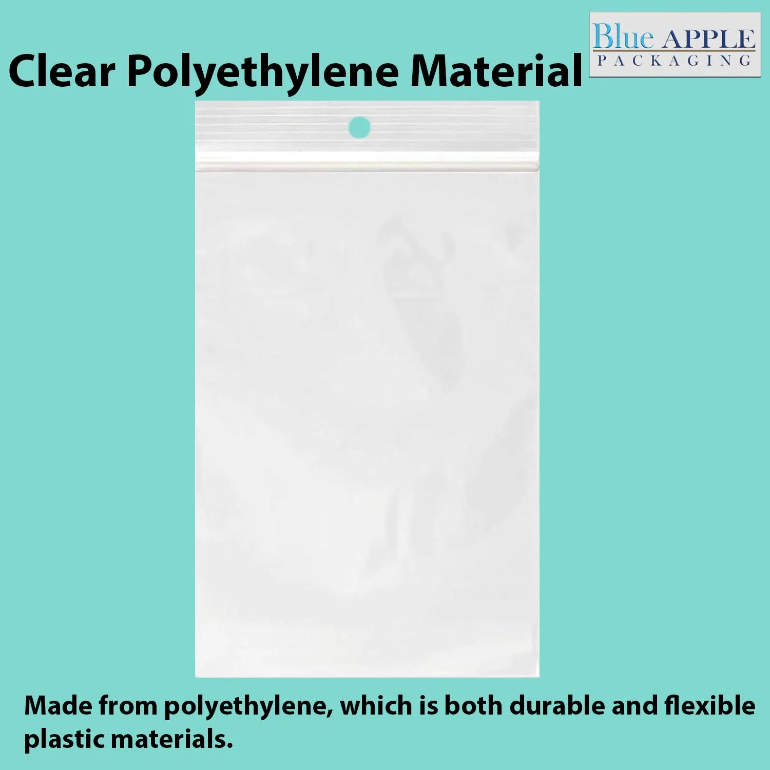 6X14 inches Reclosable Poly Bags with Hang Hole 2 Mil (LDPE) Single Track Zipper