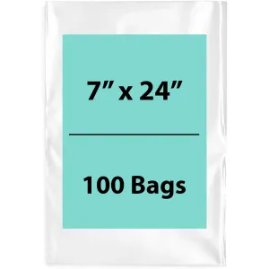 7X24 inches Clear Flat Poly Bags 3Mil Open Top (LDPE)