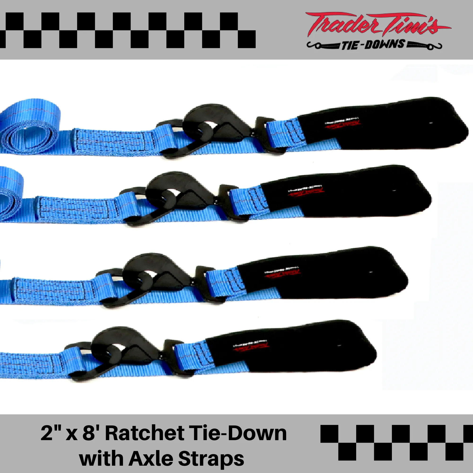 9 Piece  2" x 8' Ratchet Tie-Down with Axle Straps Kit - 4 Color Options 2700