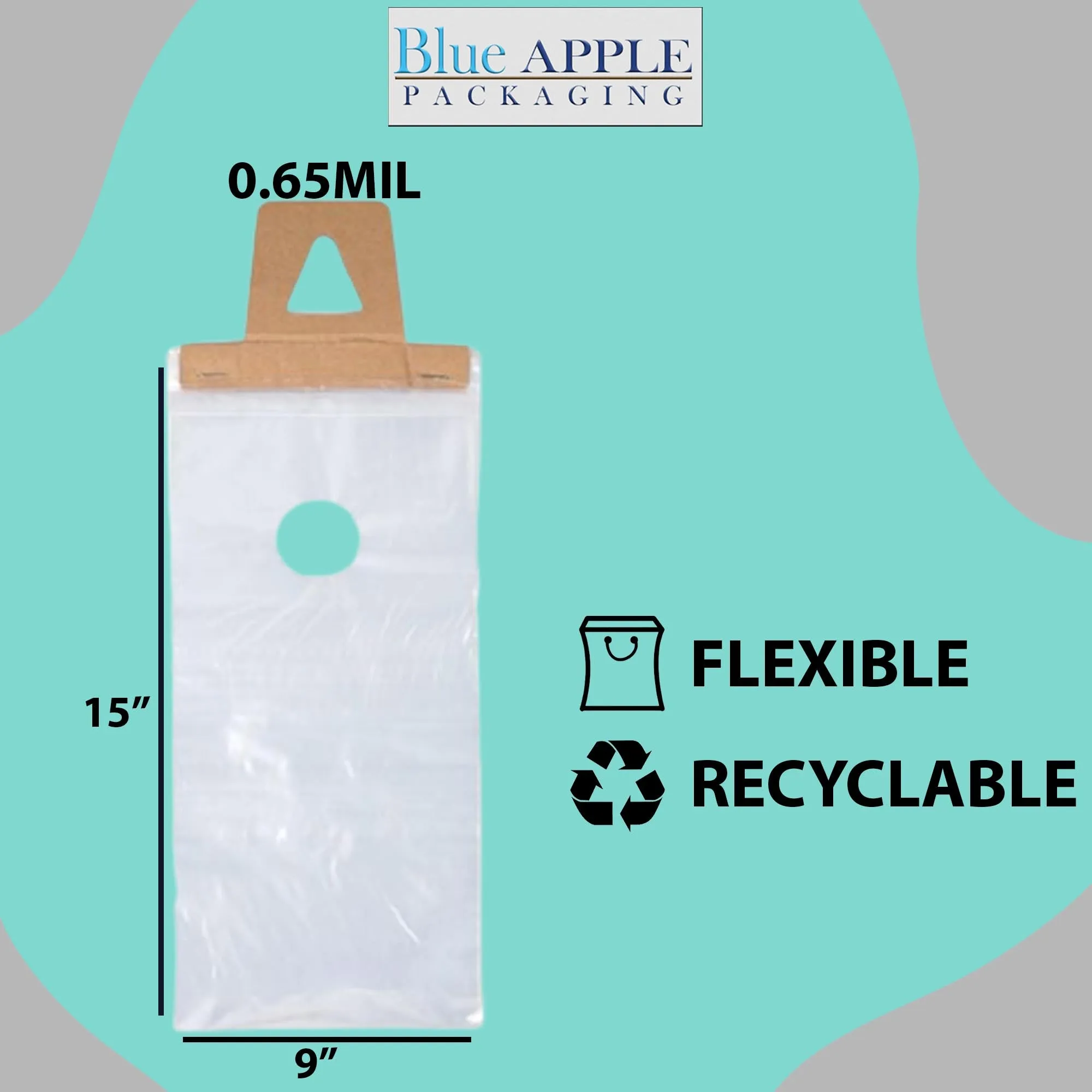 9X15 inches   1.5 inch Lip Door Knob Bags 0.65 Mil Polypropylene
