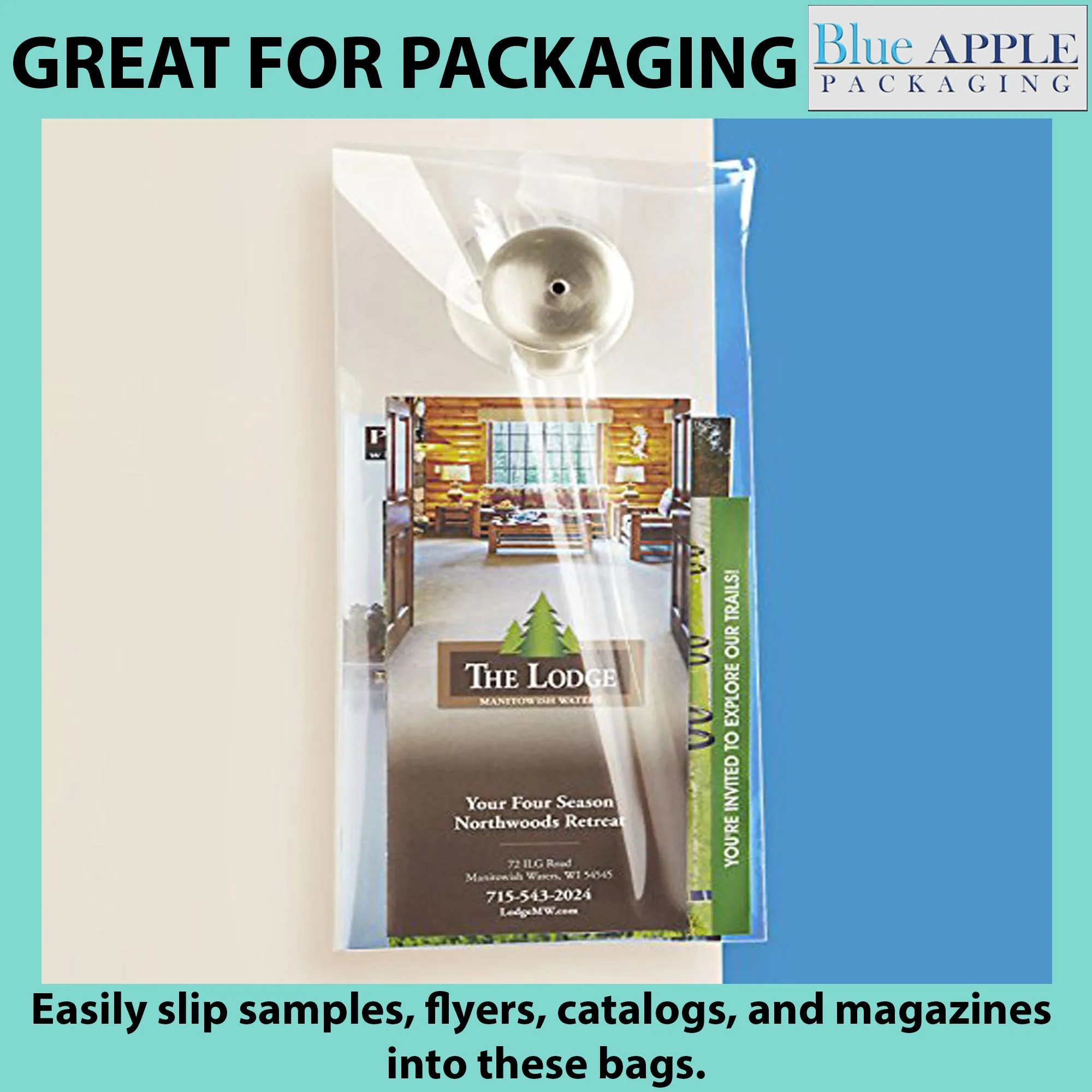 9X15 inches   1.5 inch Lip Door Knob Bags 0.65 Mil Polypropylene
