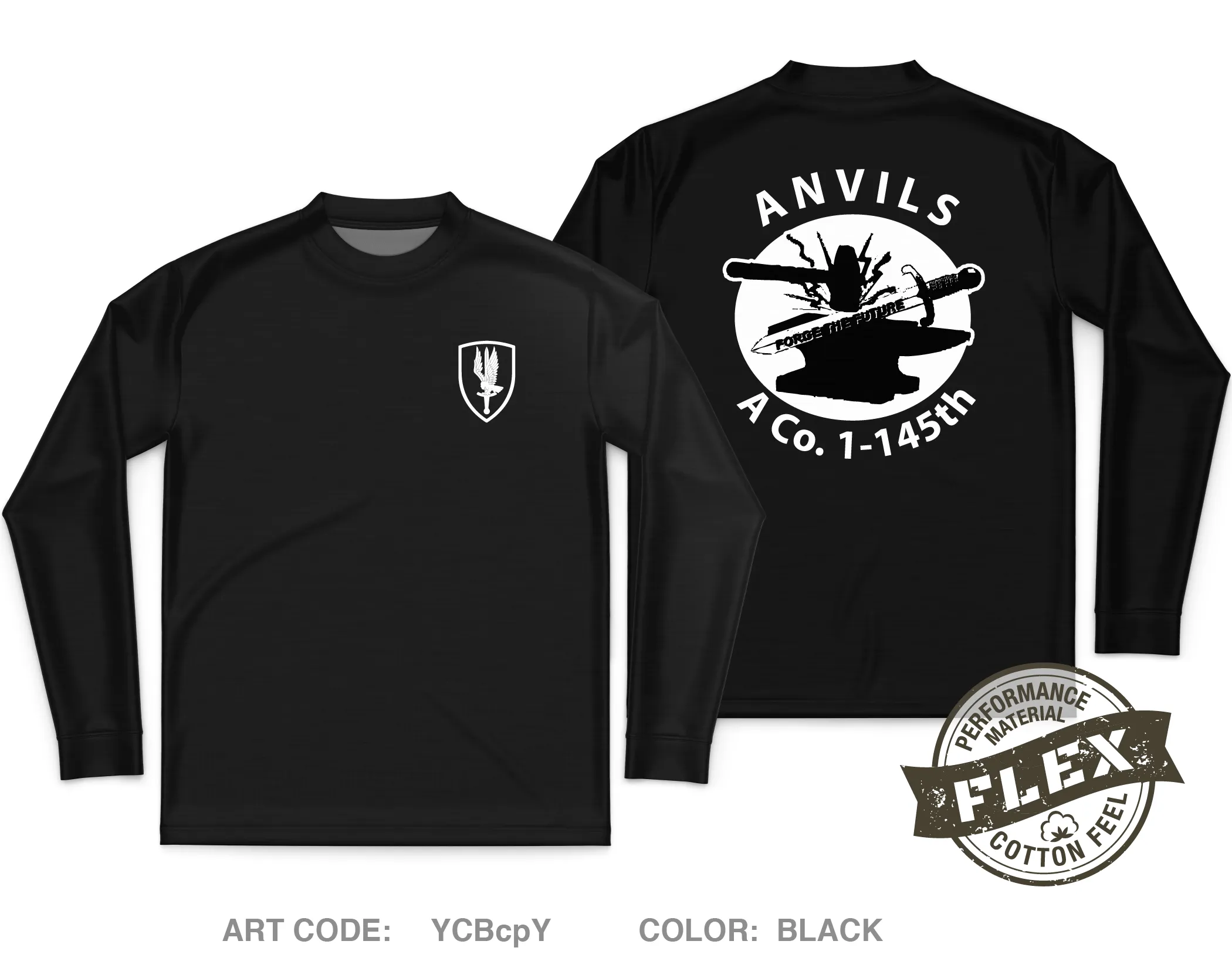 A CO. "Anvils", 1-145th Core Men's LS Flex Performance Tee - YCBcpY