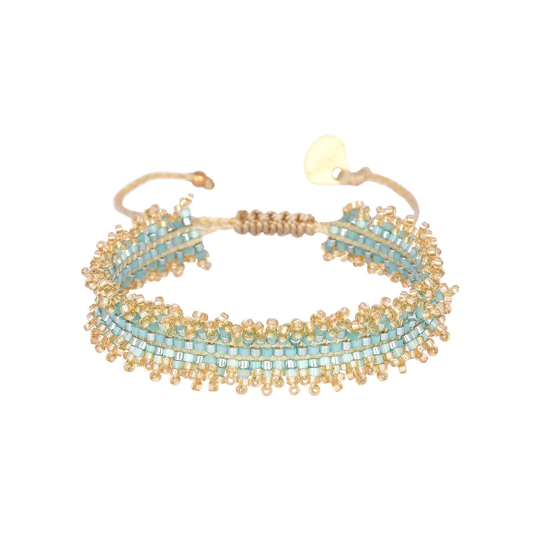 Adjustable beaded bracelet-fringe style