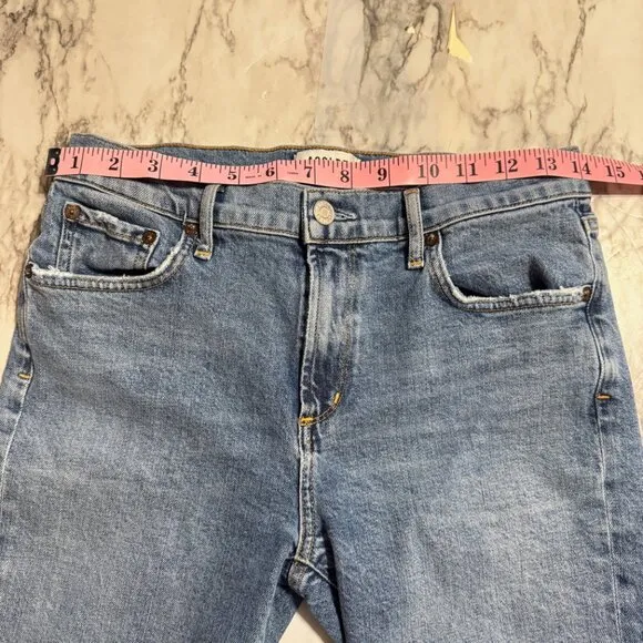 AGOLDE Sophie Distressed Mid Rise Skinny Jeans