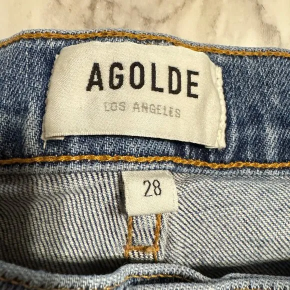 AGOLDE Sophie Distressed Mid Rise Skinny Jeans