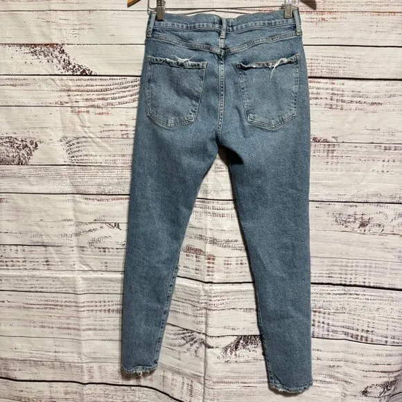 AGOLDE Sophie Distressed Mid Rise Skinny Jeans
