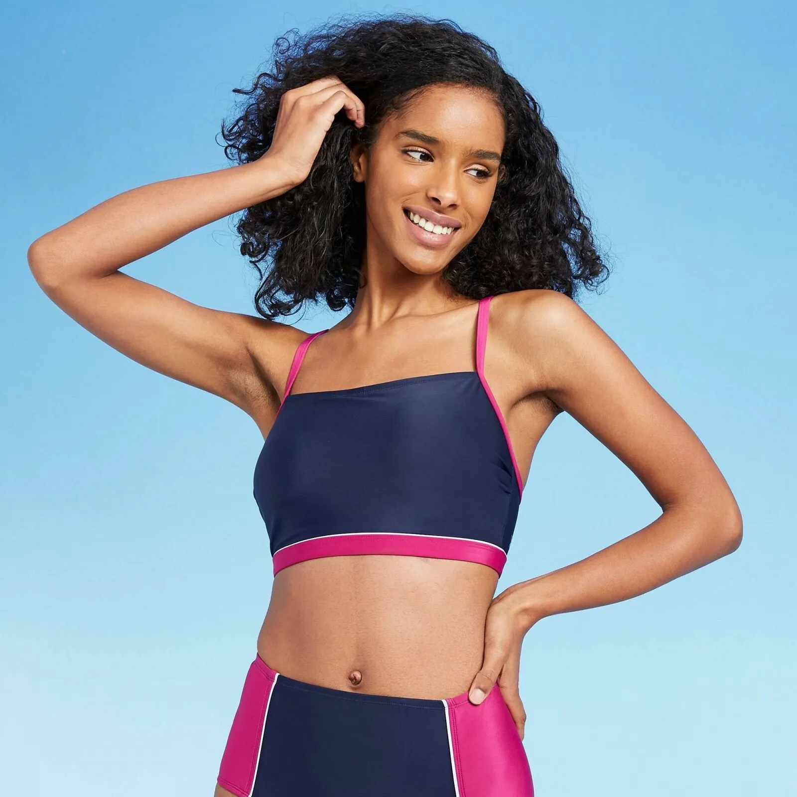 All In Motion Women's Longline Square Neck Bikini Top
