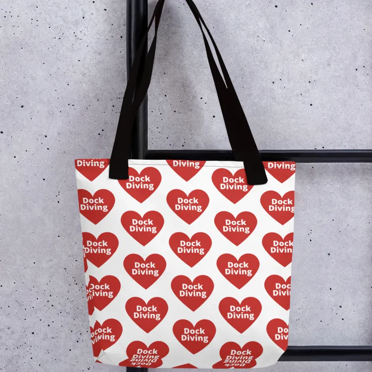 Allover Dock Diving in Hearts Tote Bag