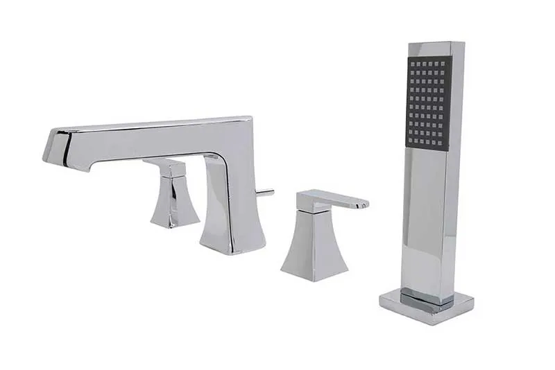 Anzzi Cove Series 2-Handle Roman Bathtub Faucet with Shower Wand in Polished Chrome