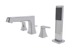 Anzzi Cove Series 2-Handle Roman Bathtub Faucet with Shower Wand in Polished Chrome