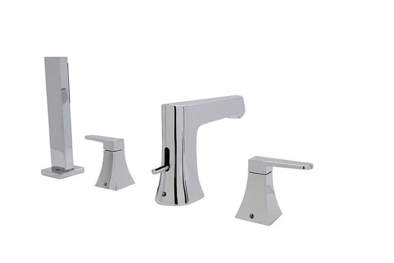 Anzzi Cove Series 2-Handle Roman Bathtub Faucet with Shower Wand in Polished Chrome