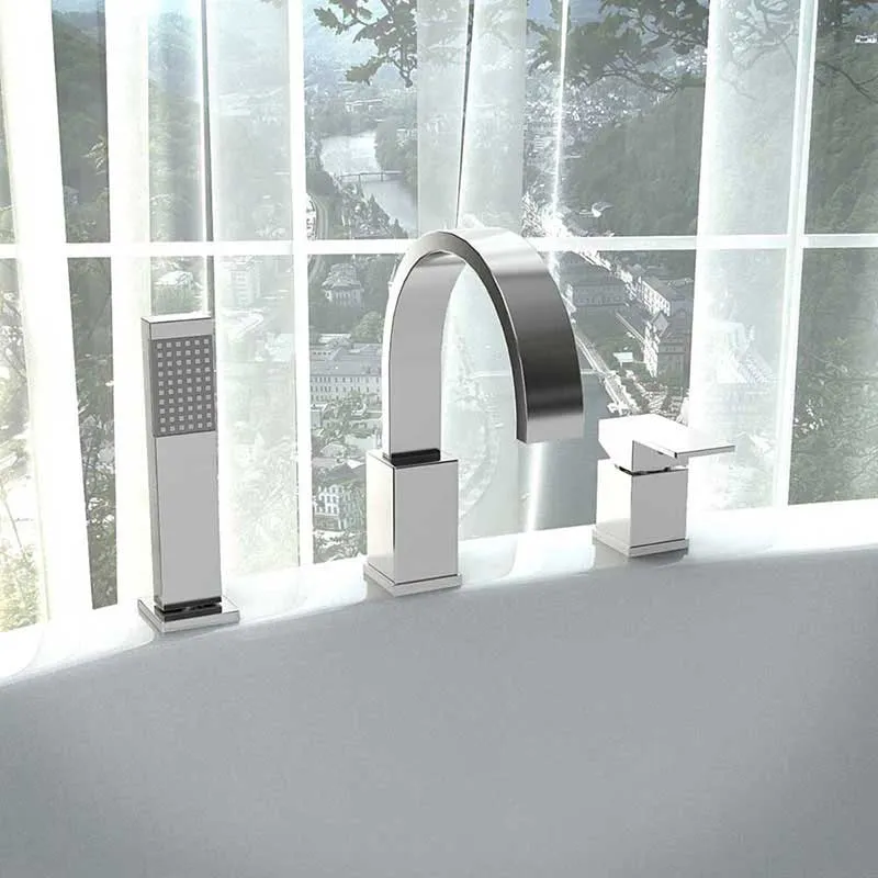 Anzzi Nite Series Single-Handle Roman Bathtub Faucet with Shower Wand in Polished Chrome