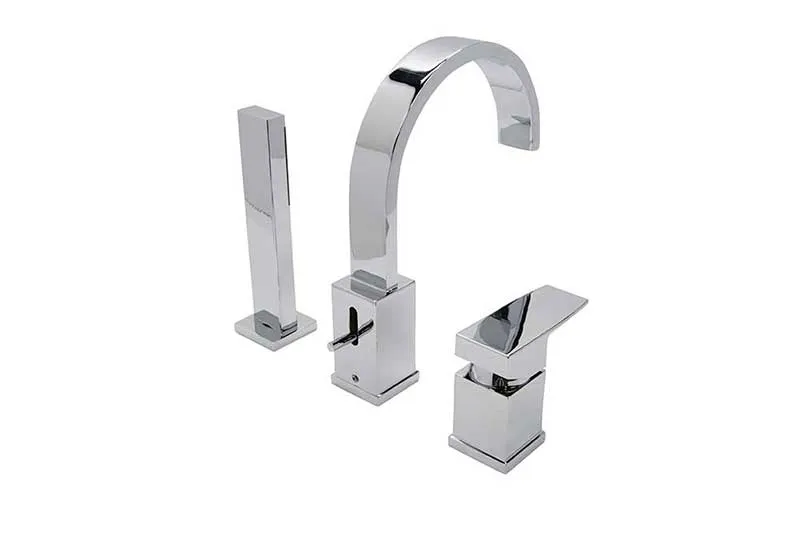 Anzzi Nite Series Single-Handle Roman Bathtub Faucet with Shower Wand in Polished Chrome