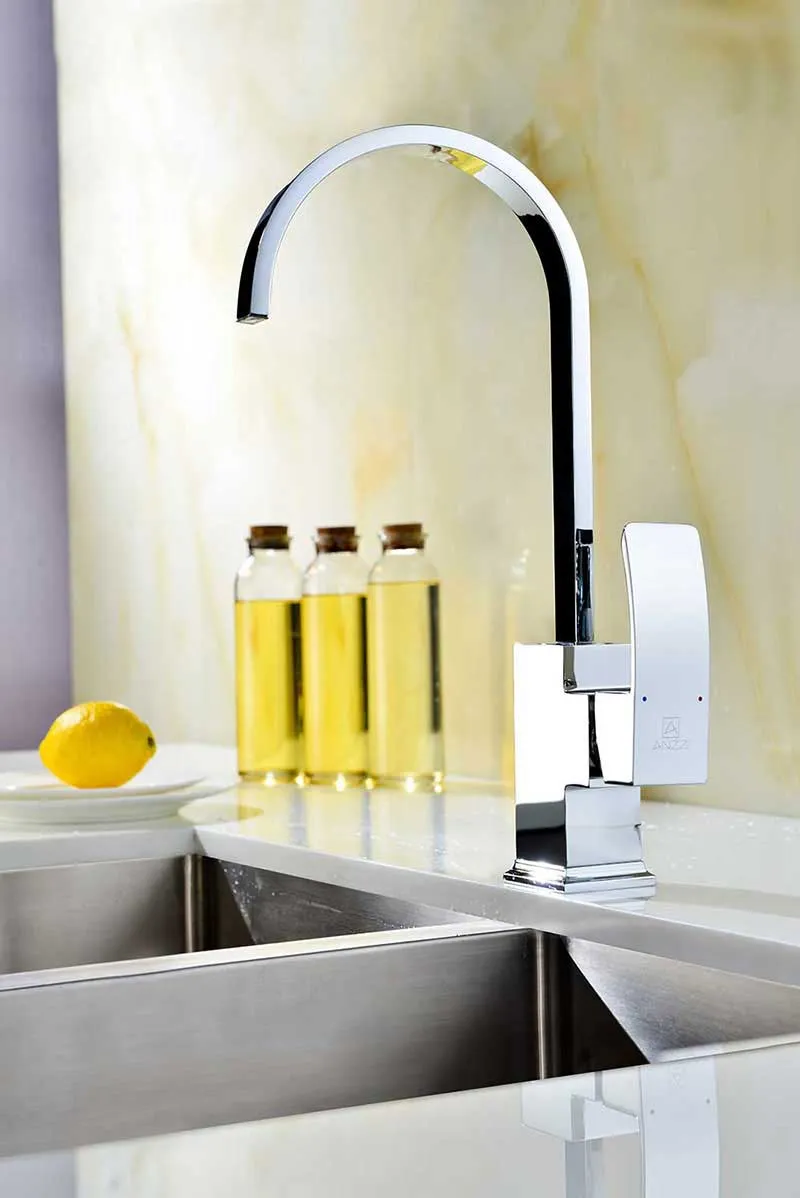 Anzzi Opus Series Single Handle Kitchen Faucet in Polished Chrome