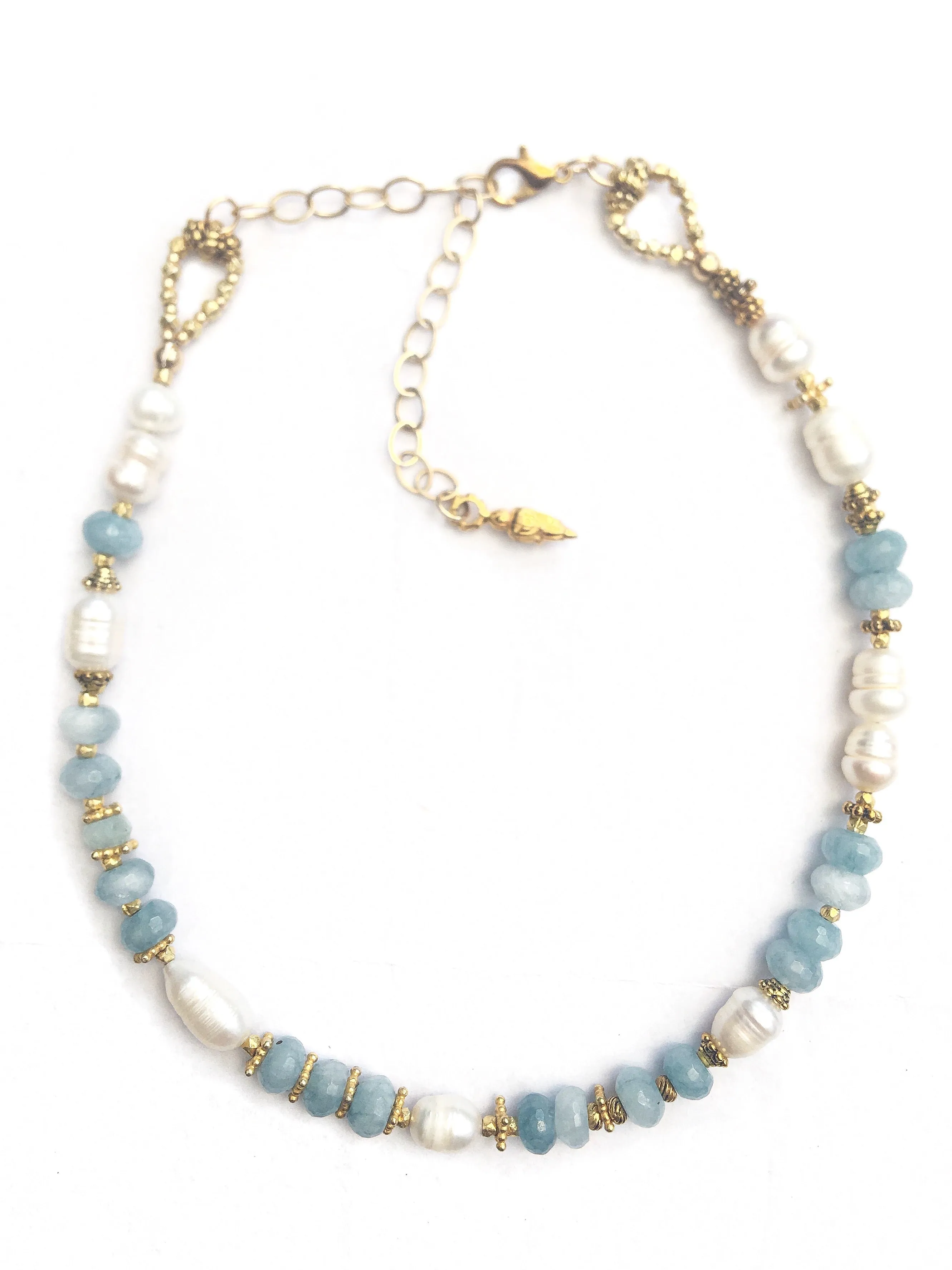 Aquamarine and Barouque Wrap Bracelet