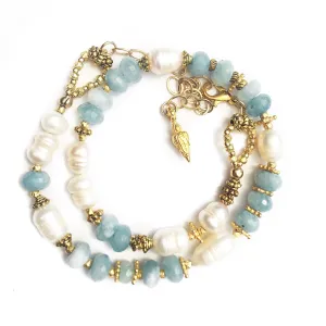 Aquamarine and Barouque Wrap Bracelet