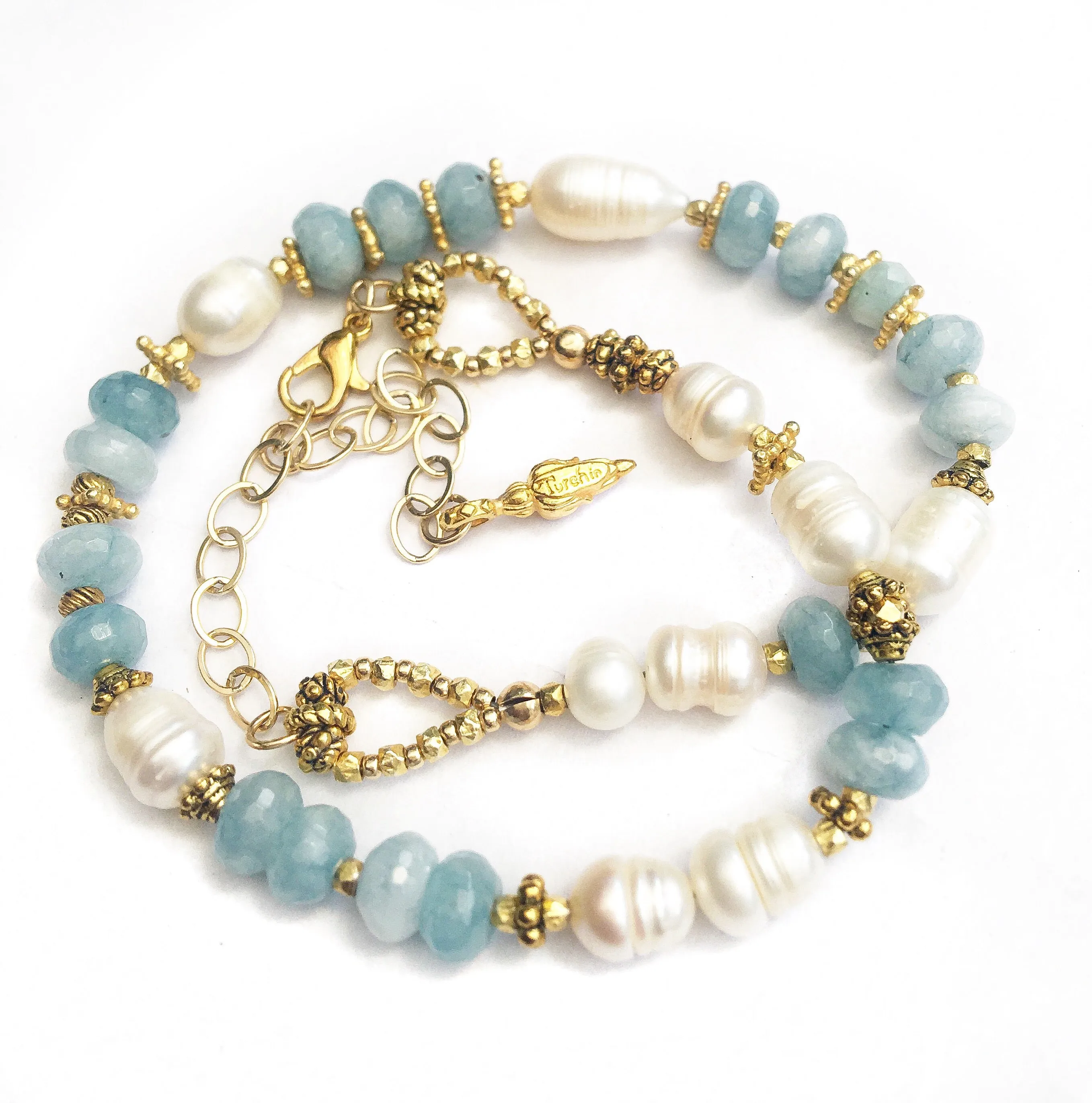 Aquamarine and Barouque Wrap Bracelet