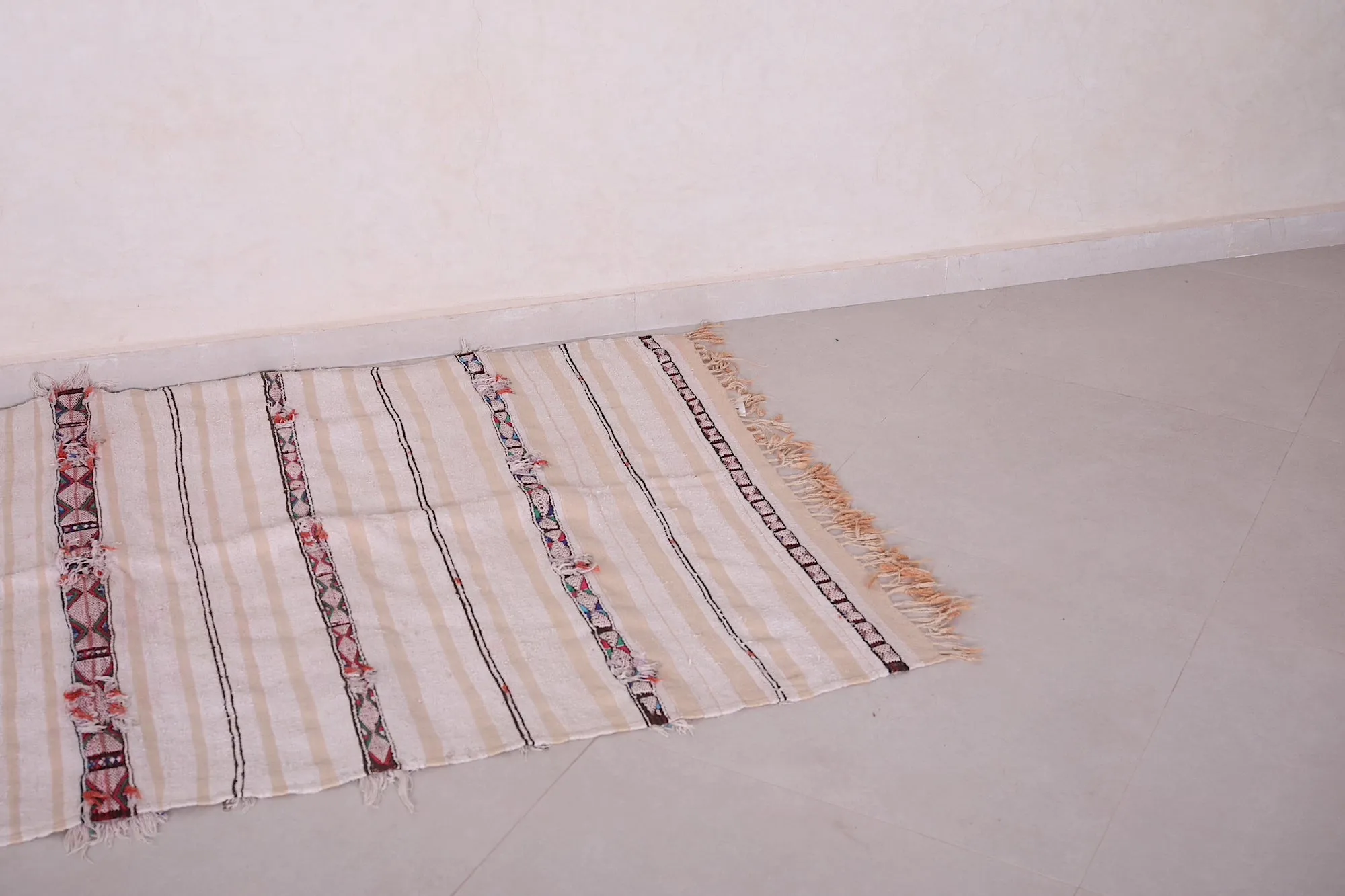 Authentic Moroccan Rug - 3.5 FT X 6.7 FT | Striped Handwoven Textile