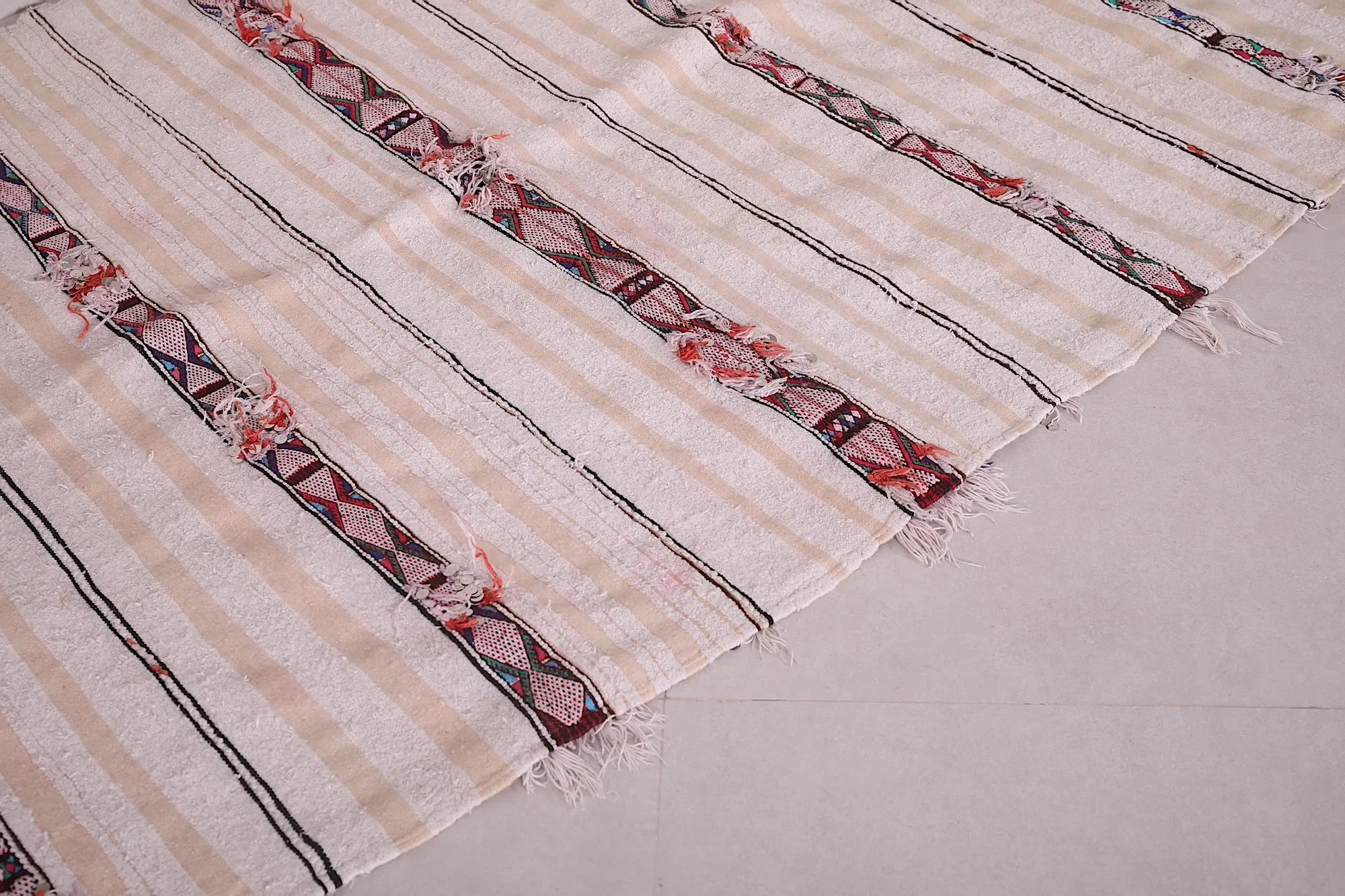Authentic Moroccan Rug - 3.5 FT X 6.7 FT | Striped Handwoven Textile
