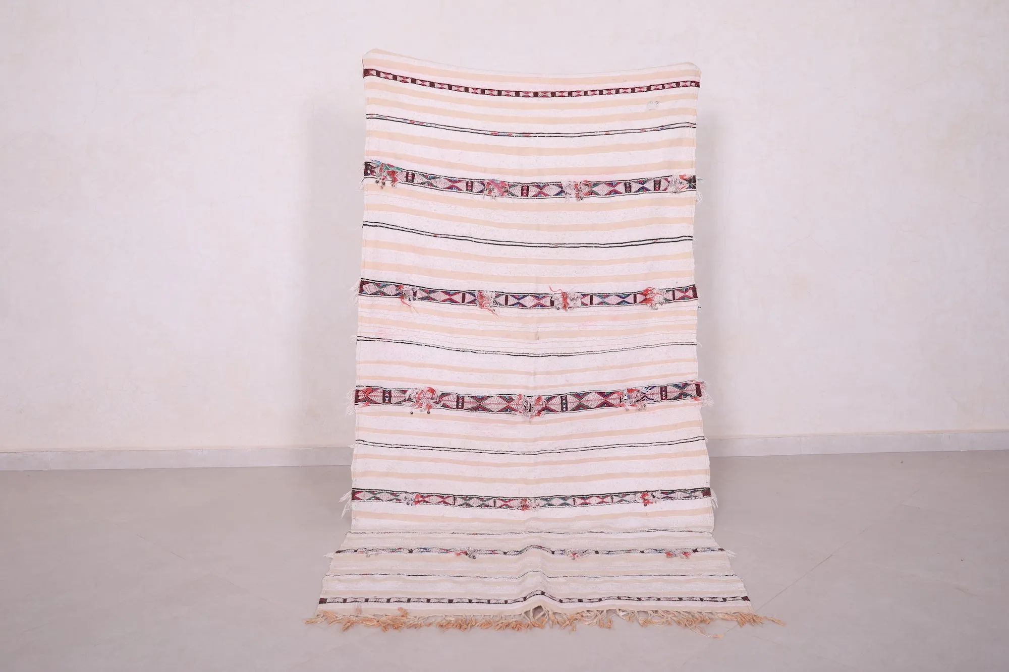 Authentic Moroccan Rug - 3.5 FT X 6.7 FT | Striped Handwoven Textile