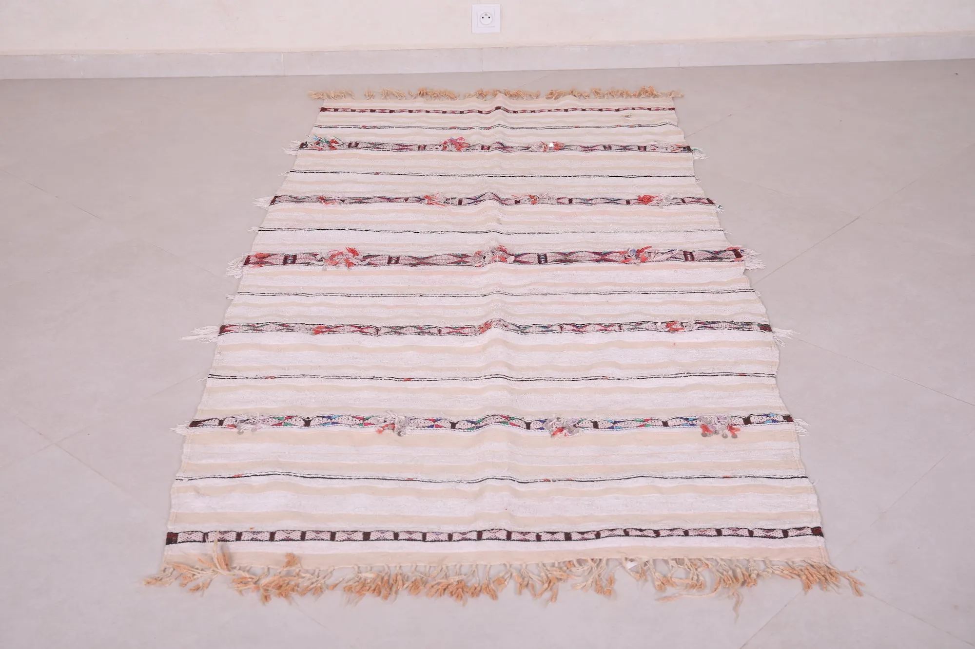 Authentic Moroccan Rug - 3.5 FT X 6.7 FT | Striped Handwoven Textile