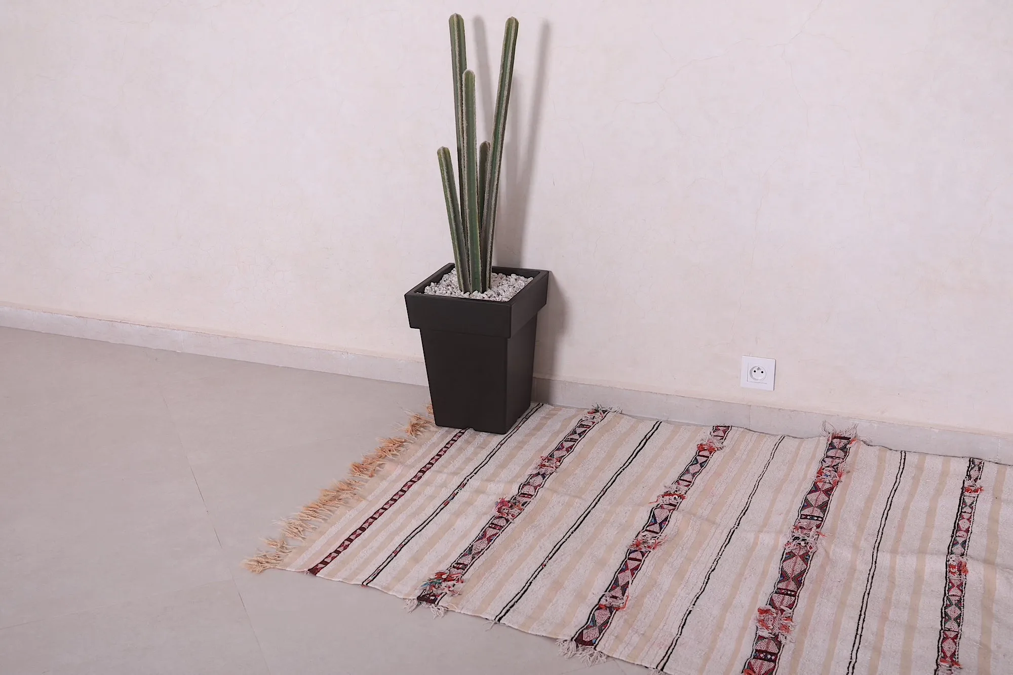 Authentic Moroccan Rug - 3.5 FT X 6.7 FT | Striped Handwoven Textile