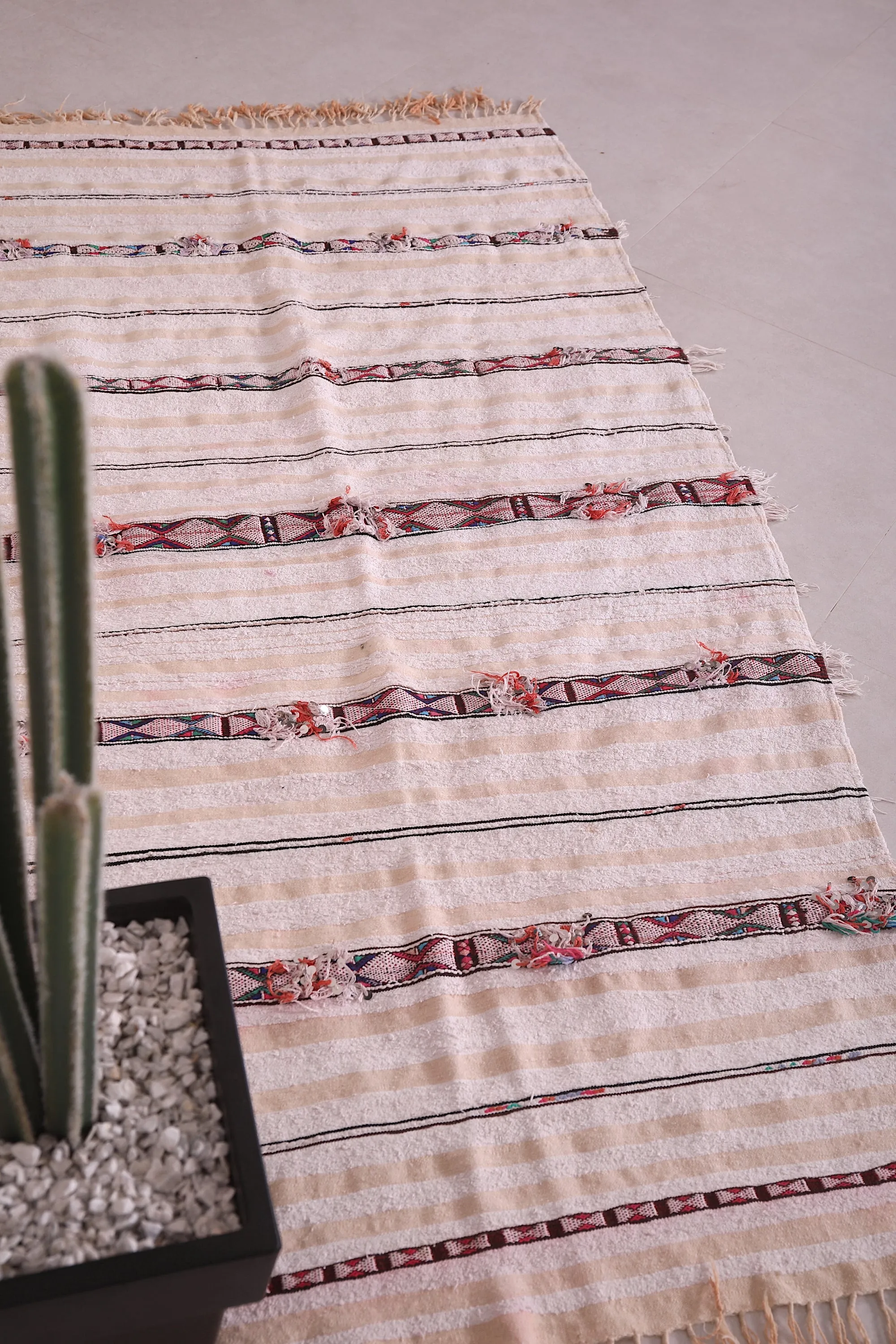 Authentic Moroccan Rug - 3.5 FT X 6.7 FT | Striped Handwoven Textile
