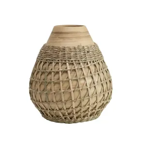 BAMBOO VASE WITH SEAGRASS WEAVE
