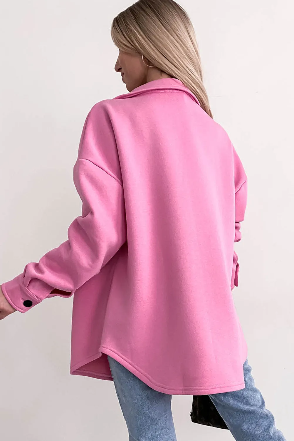 Barbie Style  Pink Lapel pocket shirt style jacket
