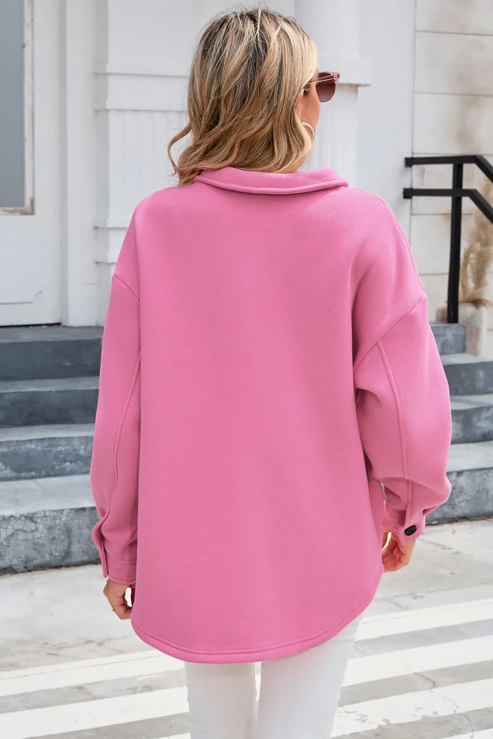 Barbie Style  Pink Lapel pocket shirt style jacket