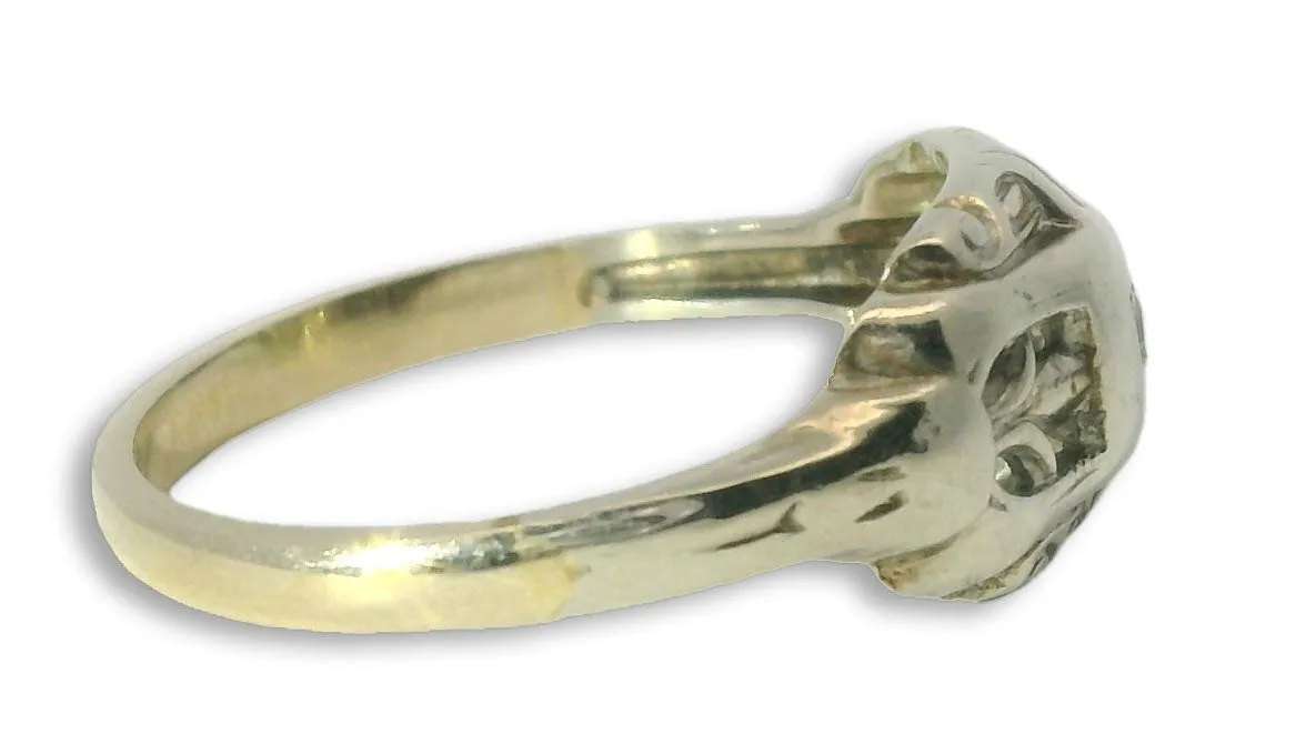 Beautiful Antique 14K White Gold Filigree Diamond Pinky Ring Band