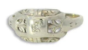Beautiful Antique 14K White Gold Filigree Diamond Pinky Ring Band
