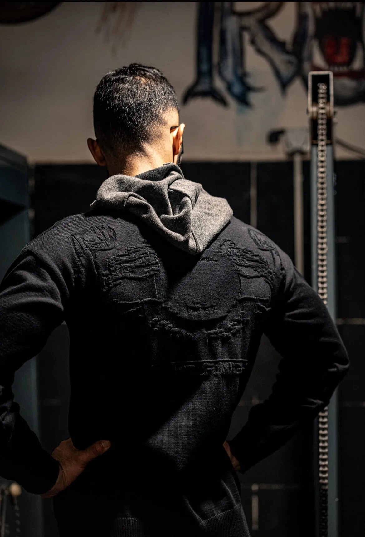 Black Two—Tone light hoodie