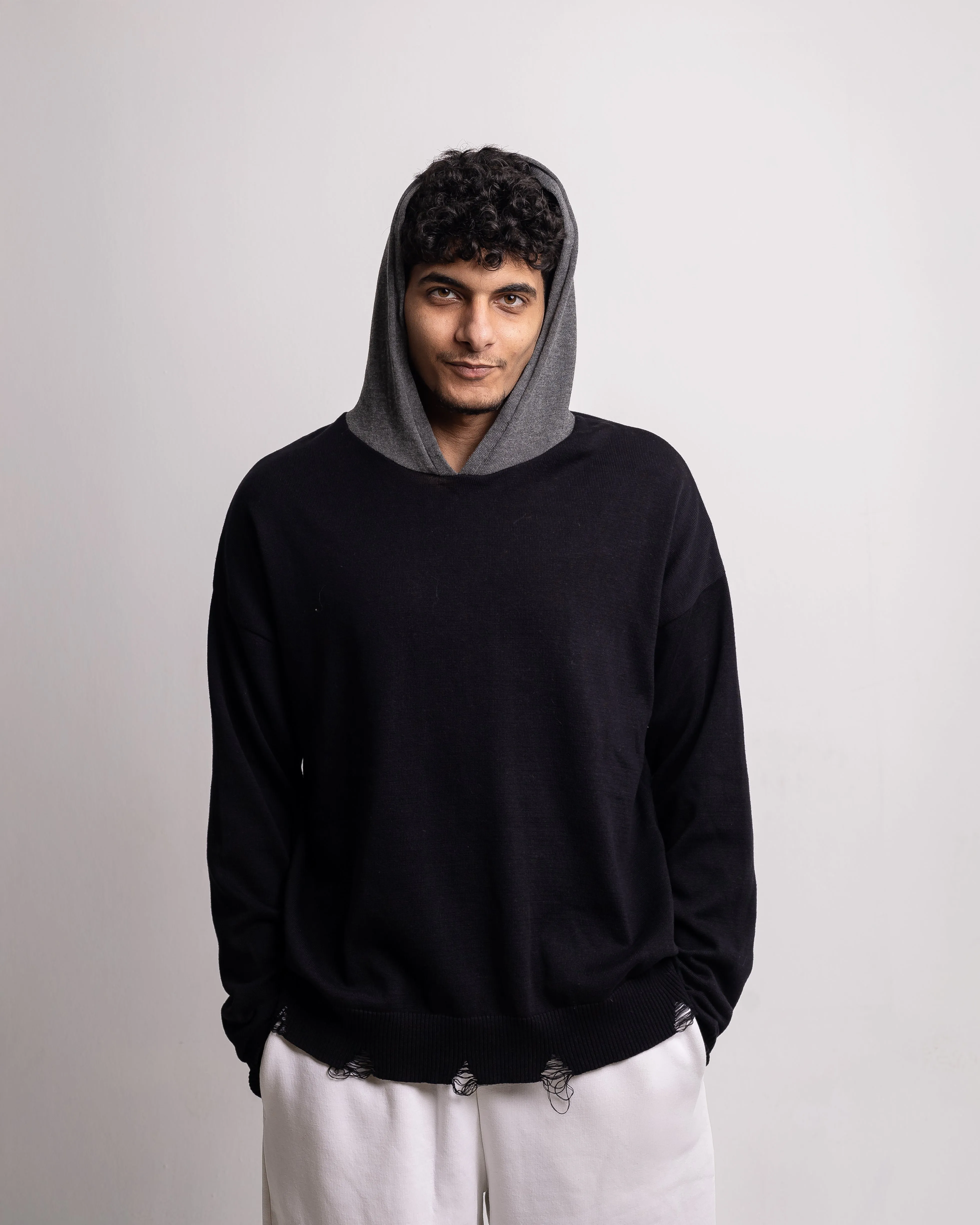 Black Two—Tone light hoodie