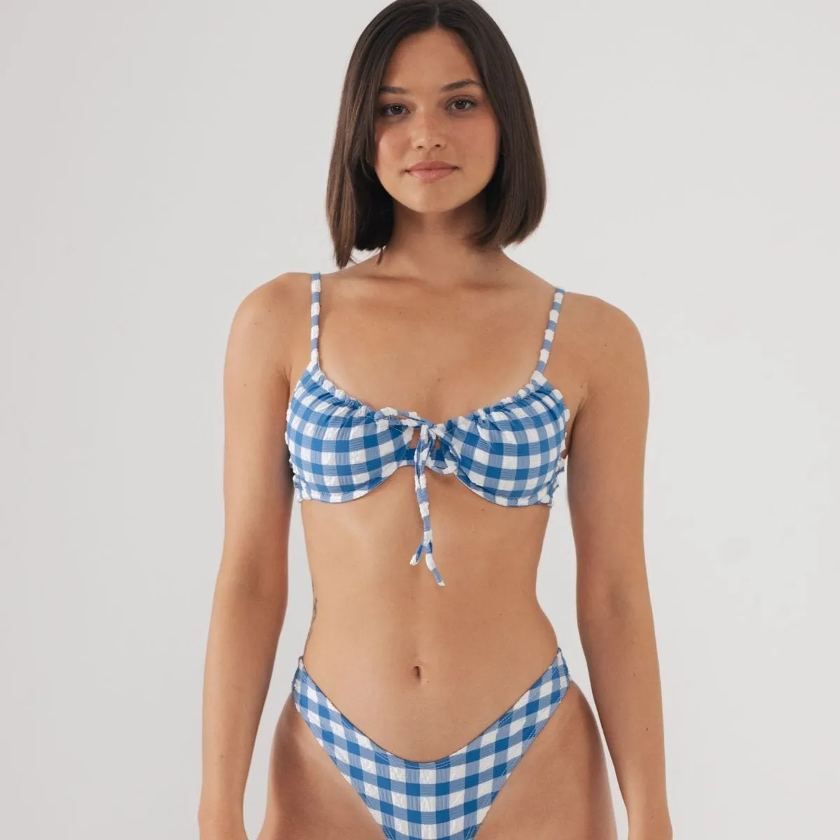 Blue Gingham Lucy Bikini Top