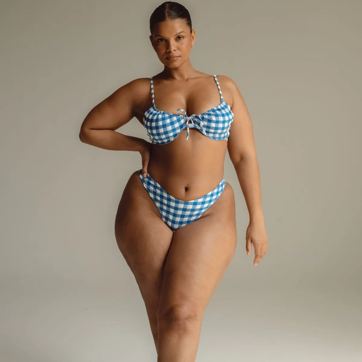 Blue Gingham Lucy Bikini Top