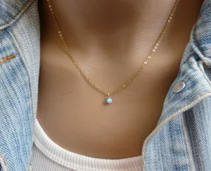 Blue Opal Necklace – Minimalist Gold Filled Necklace