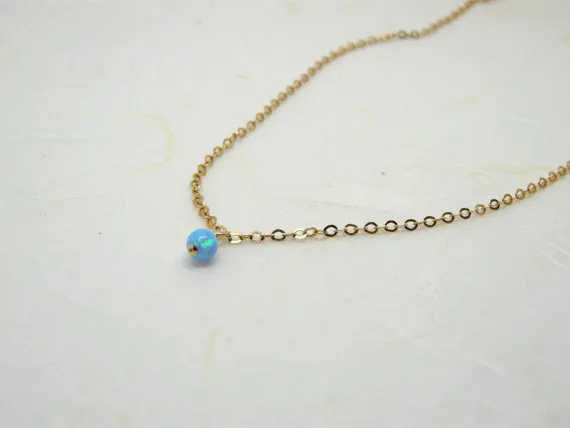 Blue Opal Necklace – Minimalist Gold Filled Necklace