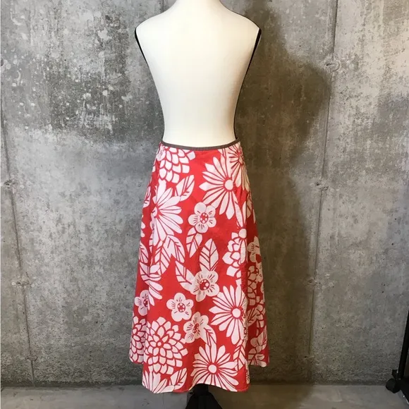 Boden Womens Topical Midi Long Skirt Cotton Hawaiian Flowy Aline Lined Size 10