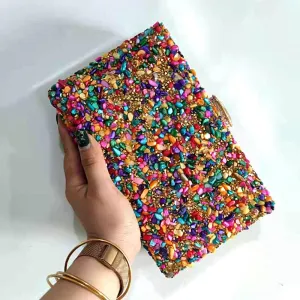 Bohemian  Stone Evening Bags Candy Color Rhinestones Day Clutch New Design Female Handbags Chain Purse
