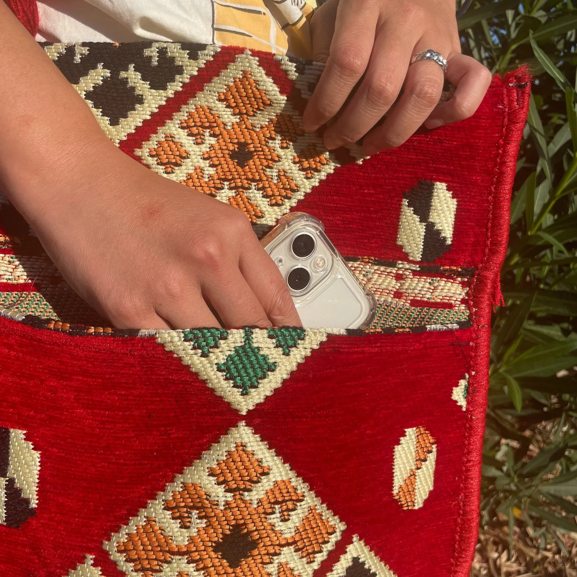 Boho Bag Messenger Red Kilim