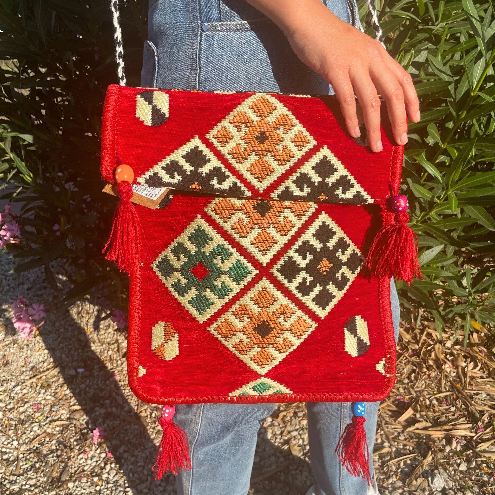 Boho Bag Messenger Red Kilim