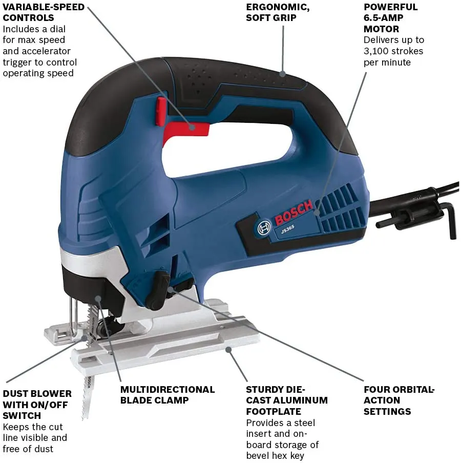 Bosch JS365 D-Handle Jigsaw - 6.5 Amp